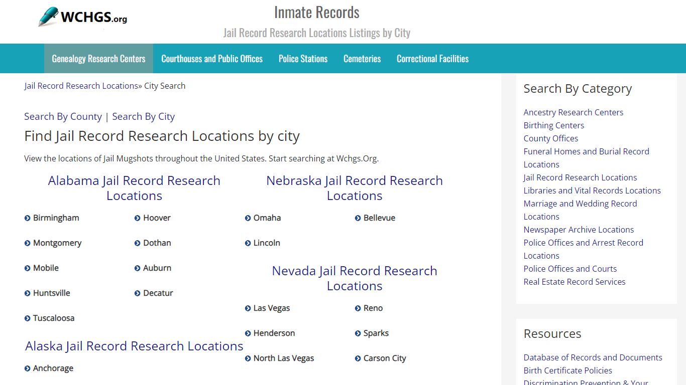 Inmate Records - WCHGS.org - Search Local Public Records